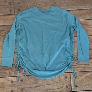 lululemon athletica Teal Blue Long Sleeve Top with Ruched Sides size 6